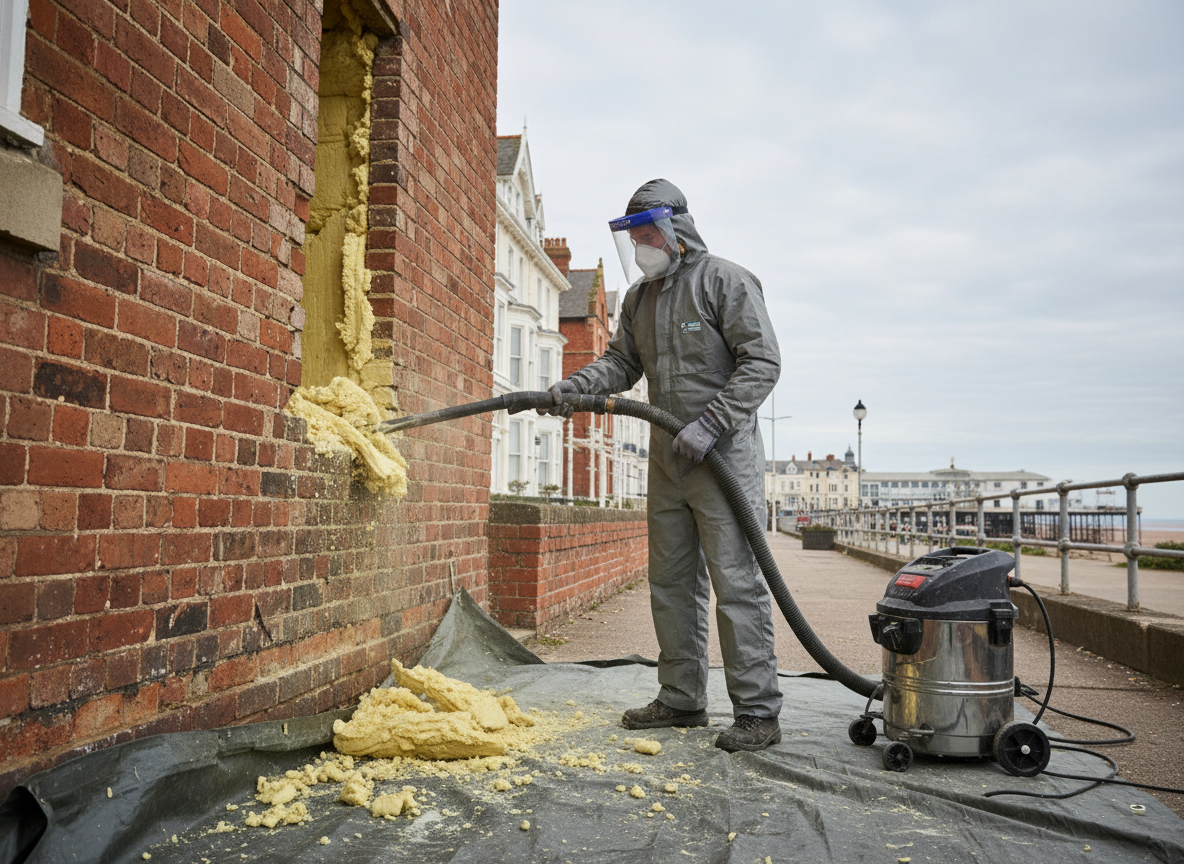Cavity wall spray foam removal in Weston Super Mare